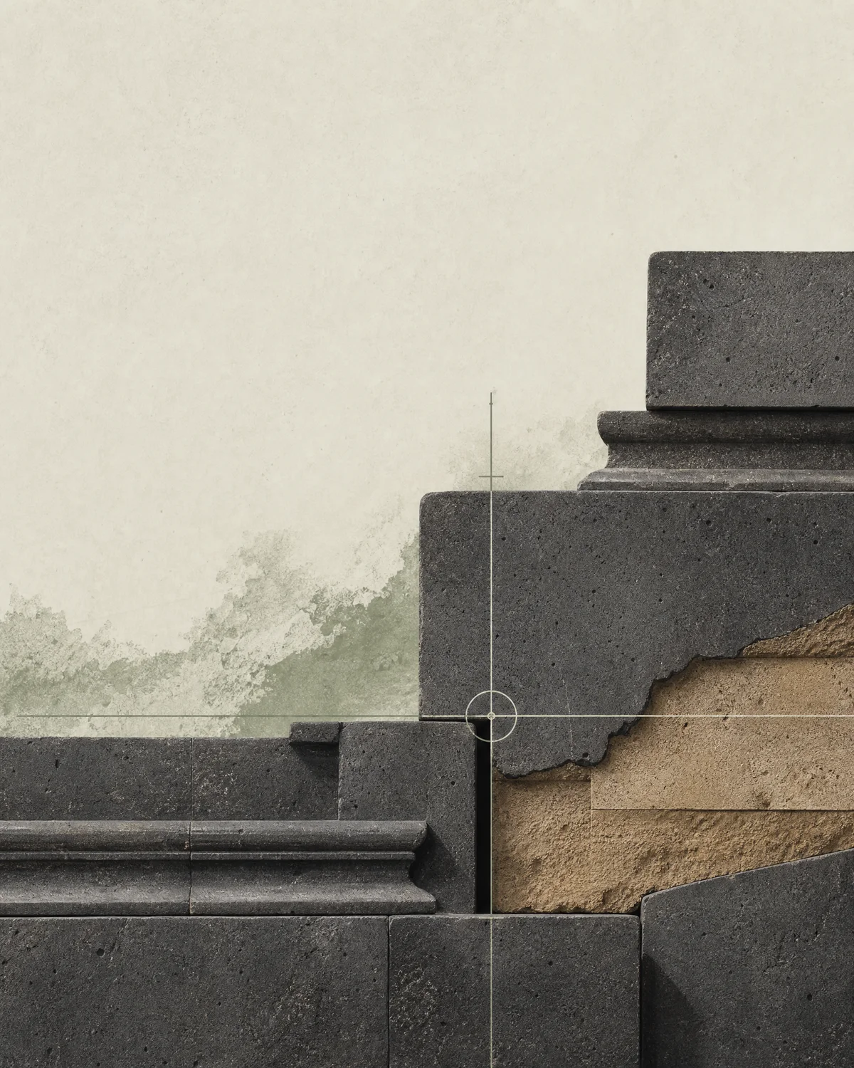 Abstract stone and field-survey illustration